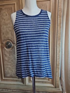 Whetherly Navy and White Striped Linen Tank NWT XS